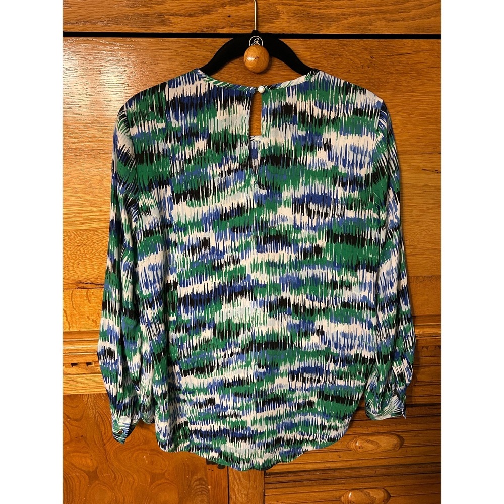 Vince Camuto Y2K Digital Art Vibrant Abstract Print High Low Long Sleeve Blouse - Picture 2 of 11